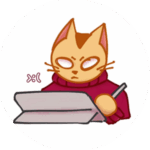 Logo Vasja, Cartoon-Katze an Tablet